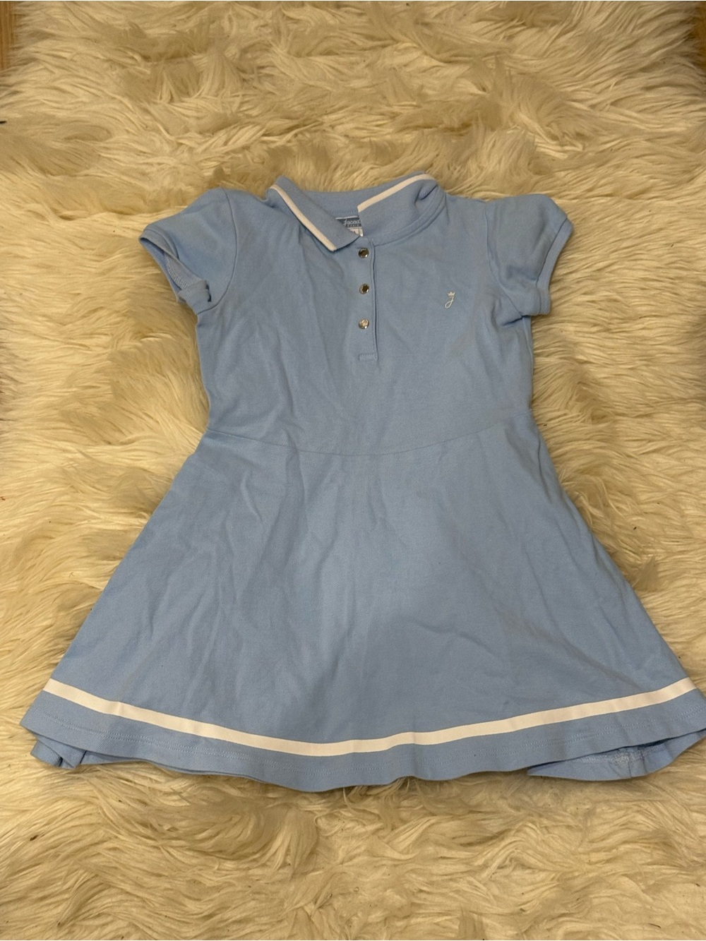 Jacadi Light Blue Polo Dress with White Trim